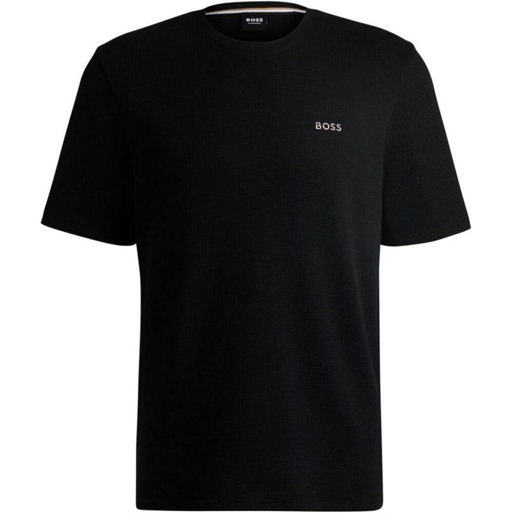 Boss Mens Waffle Knit Structured Pajama Top / Black